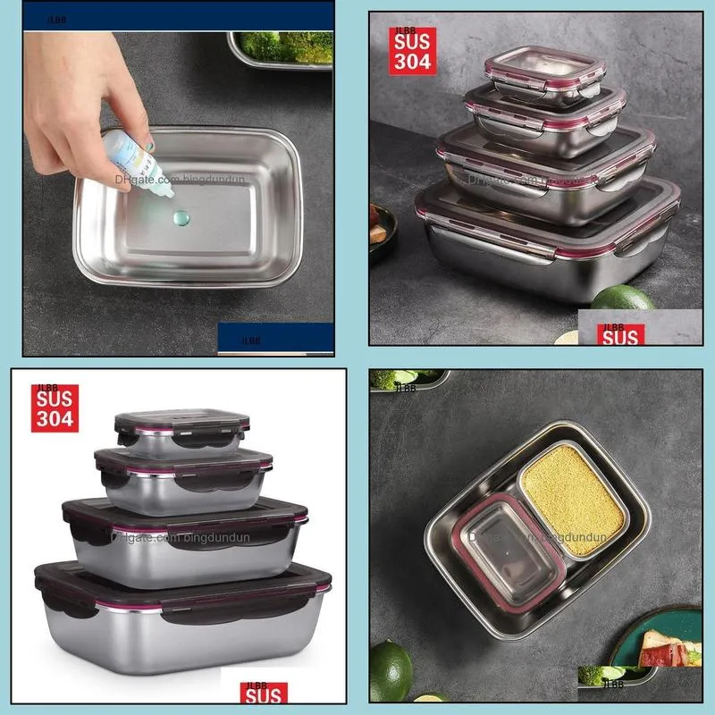 dinnerware sets 304 stainless steel lunch box container storage leakproof zer bento set 220/600/1500/2900ml