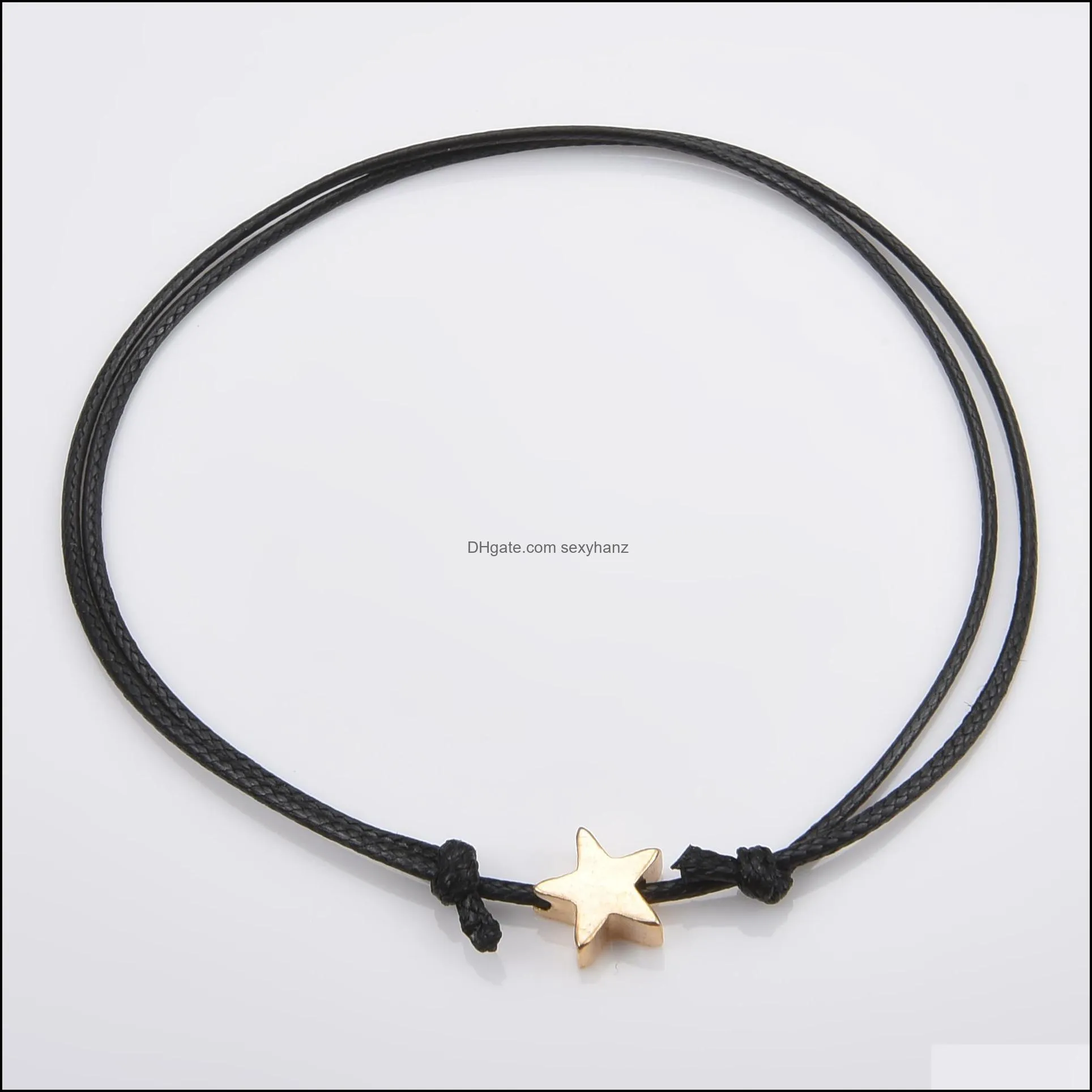 heart fivepointed star charm bracelet for women men lucky wax rope friendship bracelets red string couple jewelry