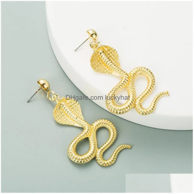 fashion jewelry vintage exaggerated cobra stud earring dangle snake earrings