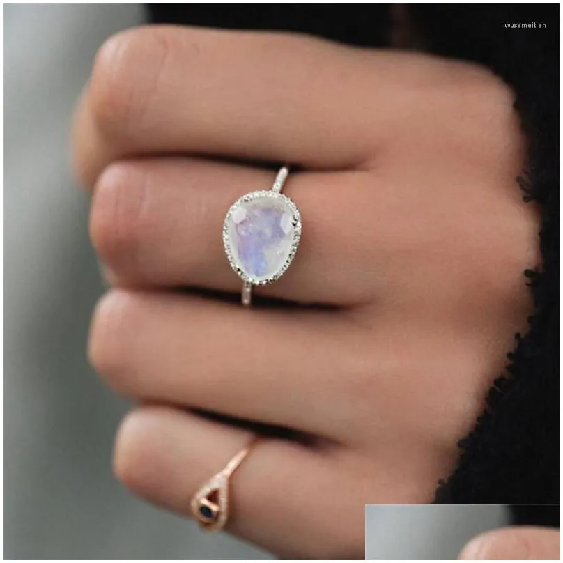 wedding rings tobilo fashion female zircon jewelry rose gold color moonstone engagement for woman drop