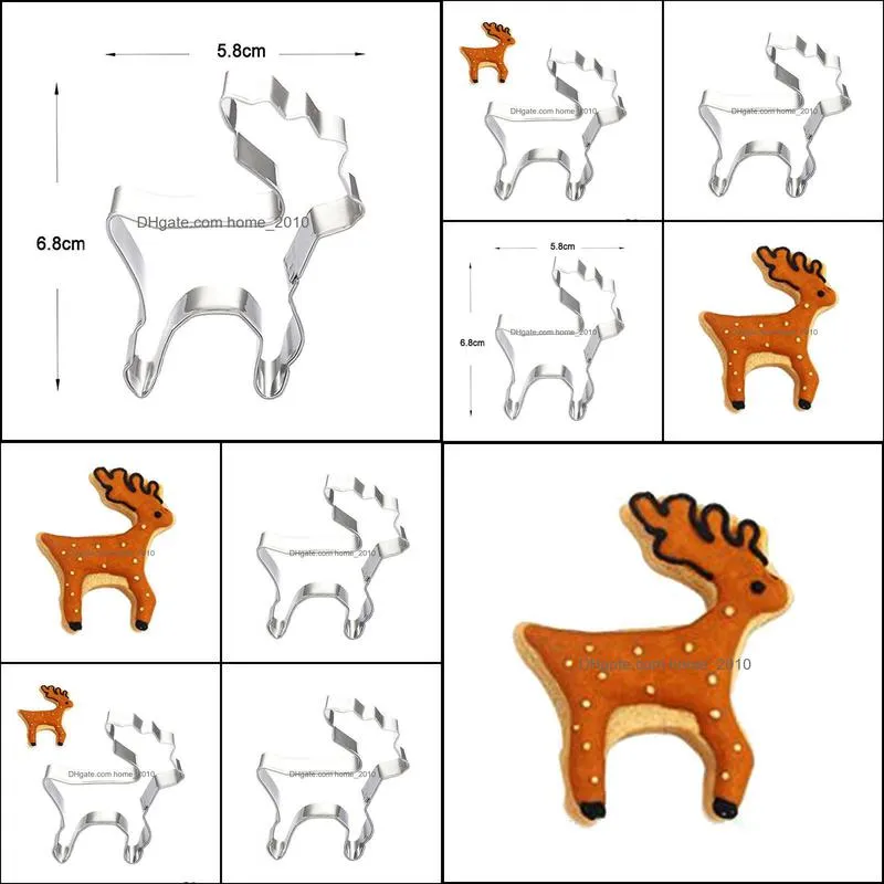 baking moulds creative christmas deer shape cookie cutters staniless steel diy biscuit mold cake fondant decorating toolsbaking