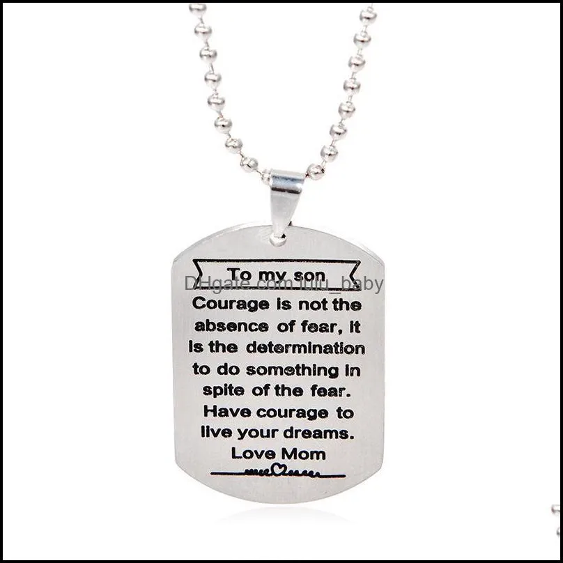 stainless steel necklace family engraved necklace