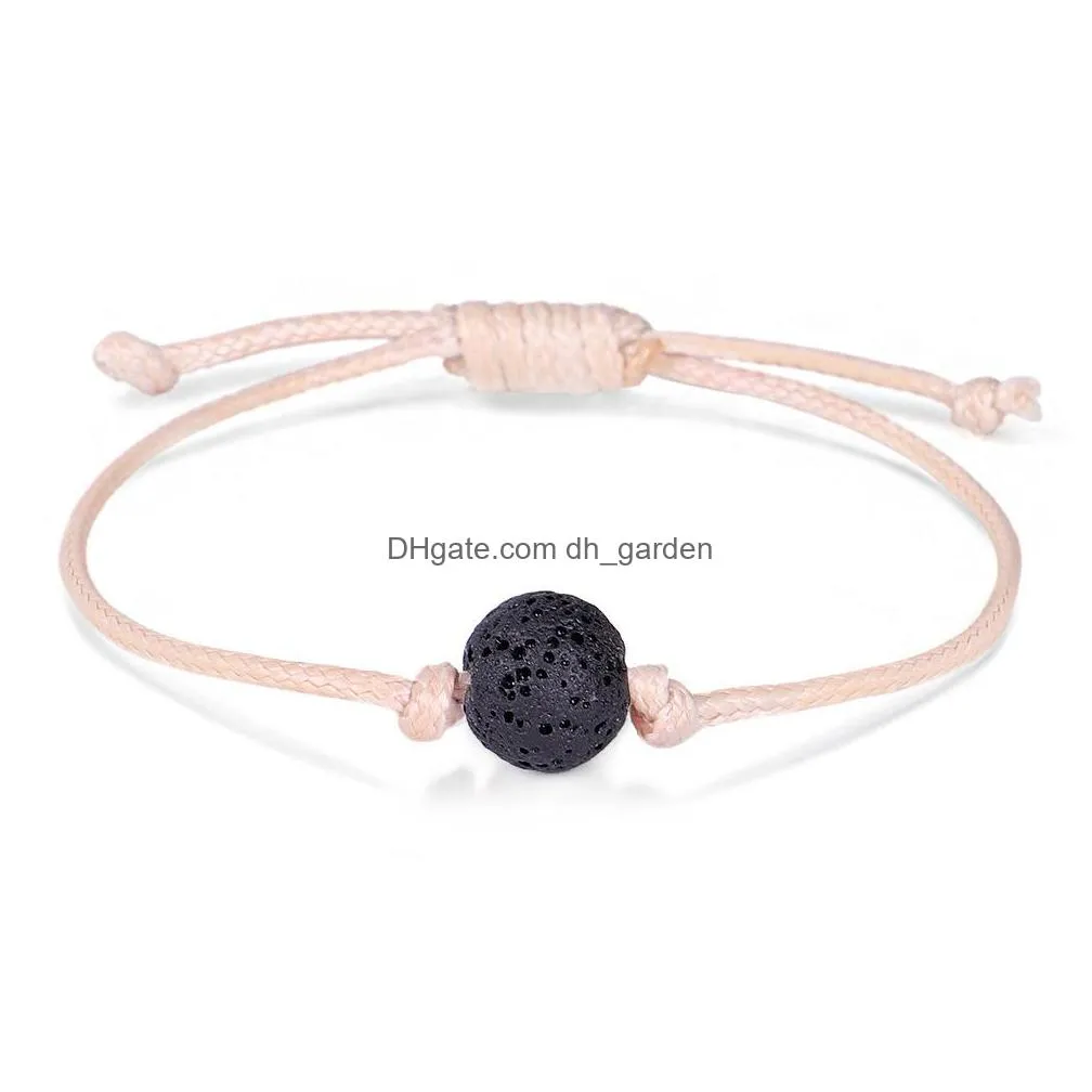 10mm colorful lava stone bead strand bracelet diy  oil perfume diffuser beige rope braided lover friendship bracelets women men