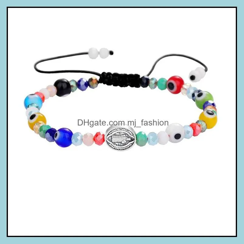 religious charms bracelet link chain pulseras lucky turkish evil blue eye beads bracelet friendship jewelry