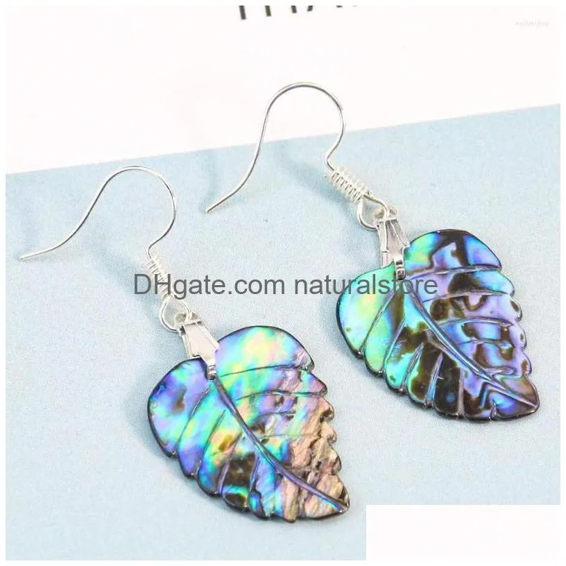 dangle earrings luxury natural abalone sea shell drop round oval paua ear hook aurora summer beach woman girl journey jewelry gift