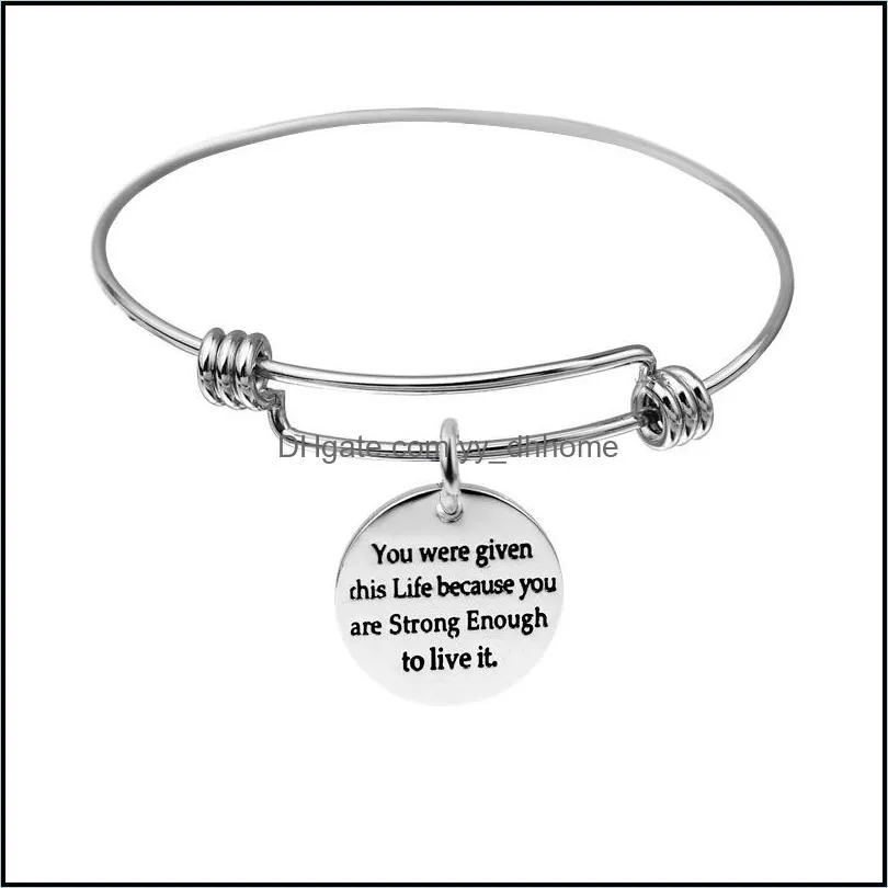 diy you are braver than you believe stainless steel adjustable inspirational wire bangles bracelets for women extendable