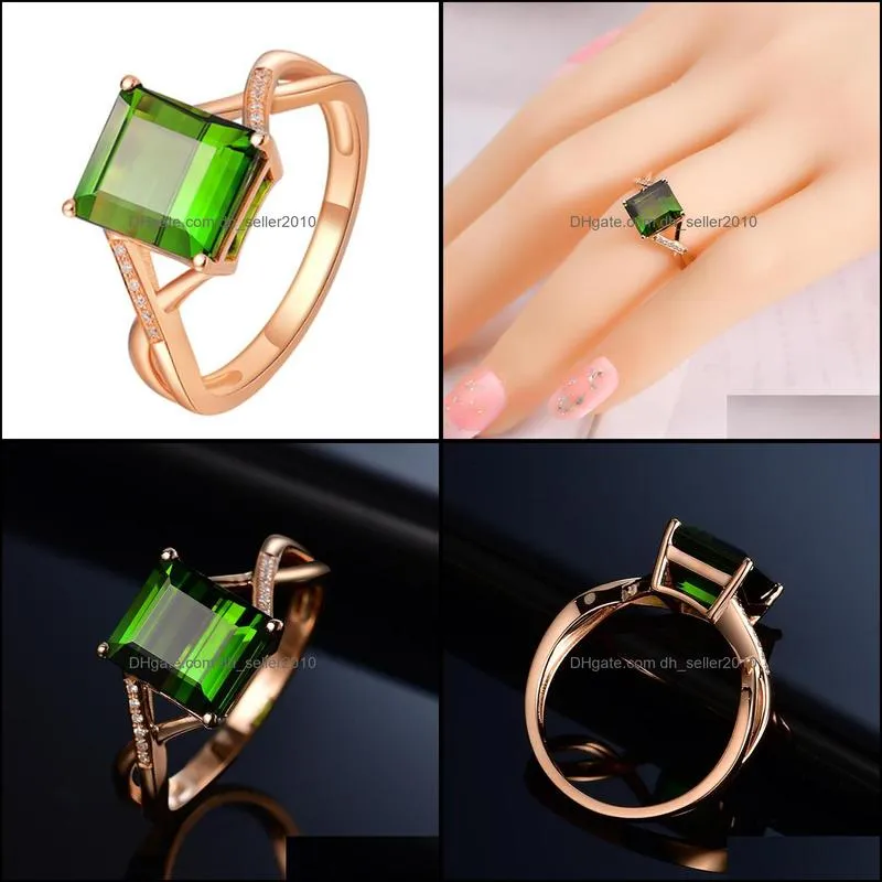 fashion ladies accessories emerald ladies rings shiny emerald rings 18k plated diamond princess cut emerald gemstone rings