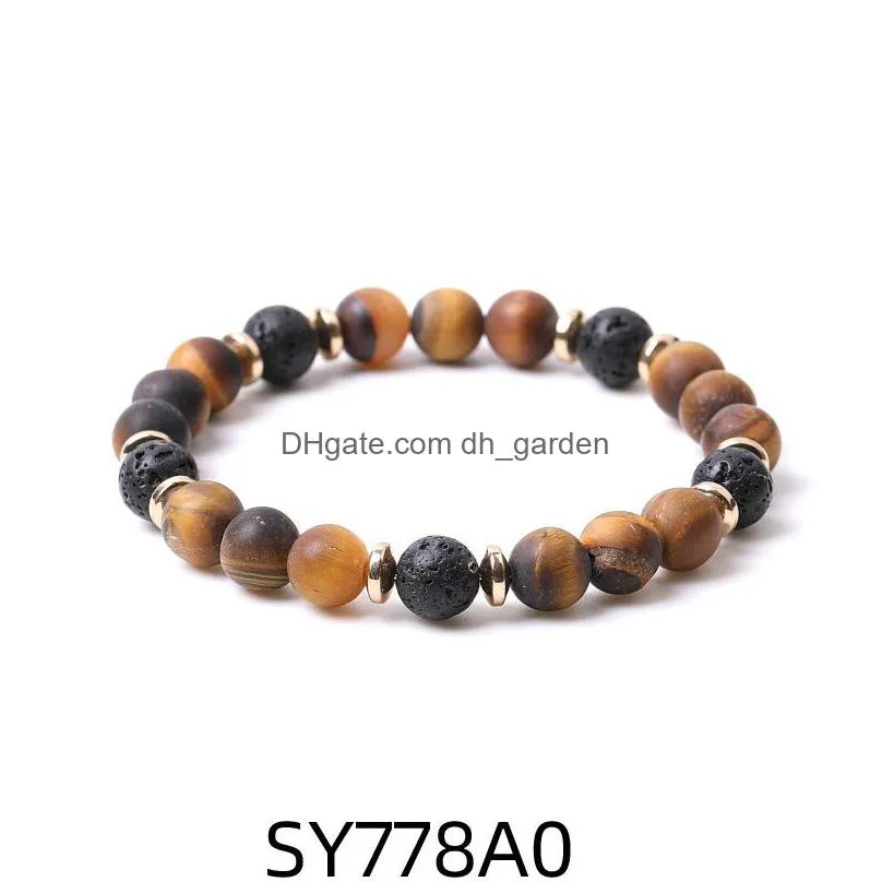 8mm matte tigers eye stone beads hematite lava stone strand bracelets for women men yoga buddha energy jewelry