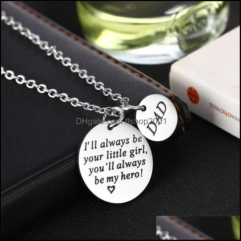 stainless steel necklace i will always be your little girl you will always be my hero fathers day gifts