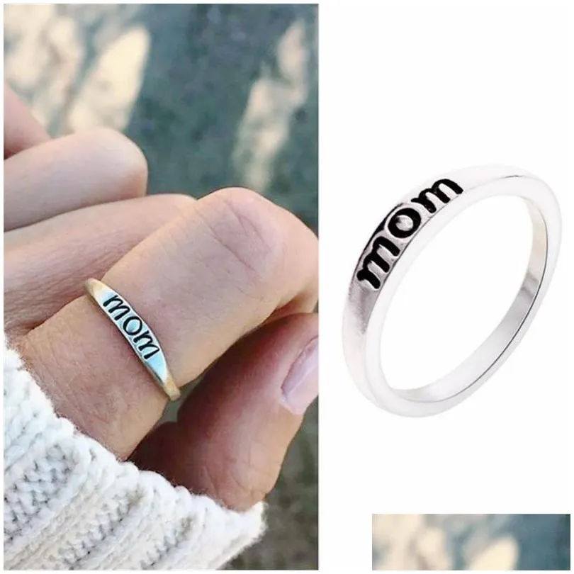 fashion jewelry letters ring mom dad rings