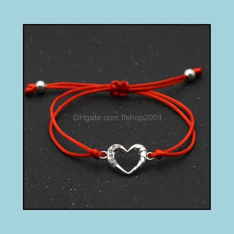 love heart charm bracelet women men lovers wish good lucky red string braided adjustable couple bracelets friendship jewelry