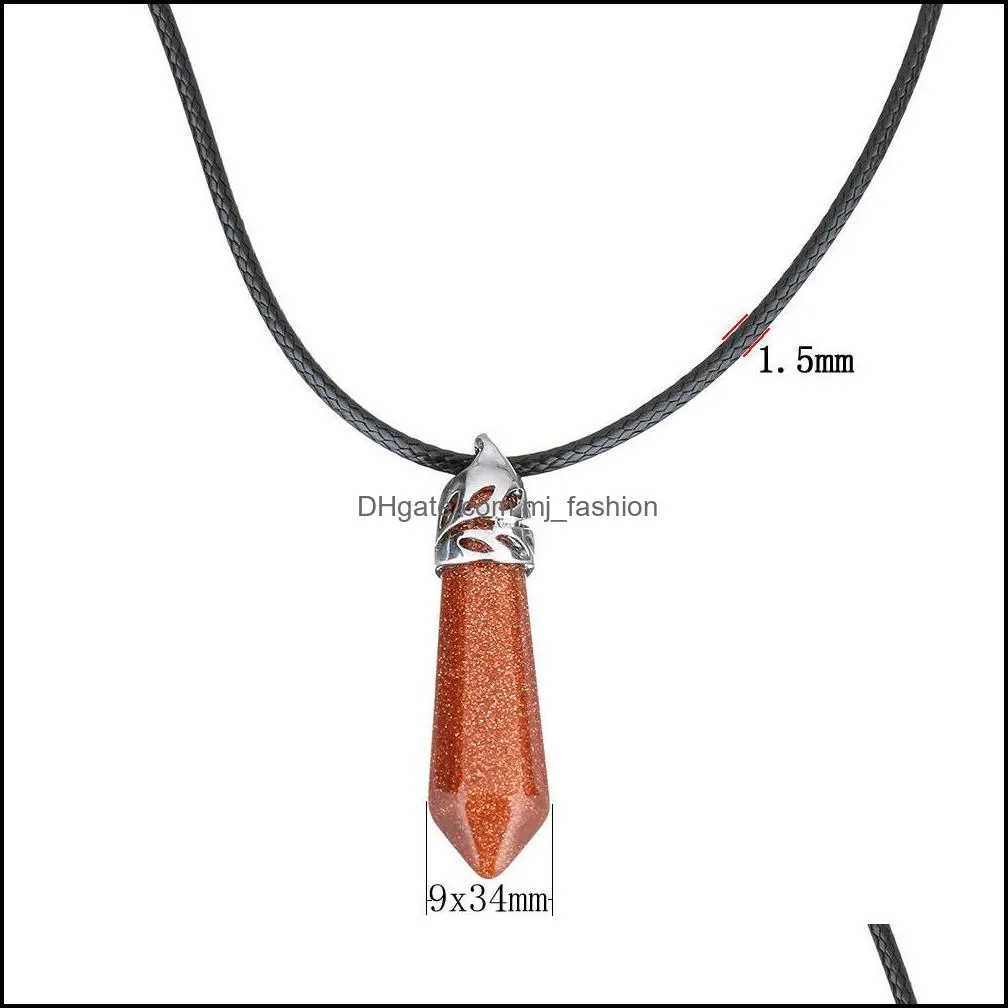 pretty stone necklace vintage natural stone necklace for crystal quartz gem stone cord statement pendant leather necklaces