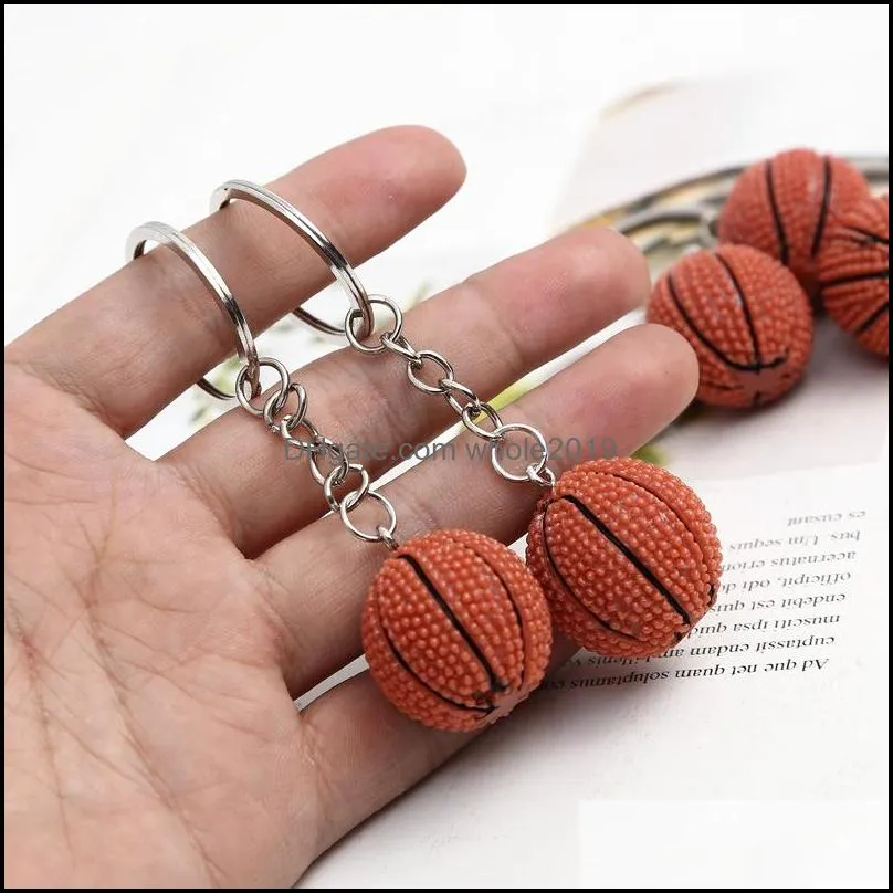 simulation resin basketball sport keychains cute sports key ring bag pendat for mens accessory gifts 1960 t2
