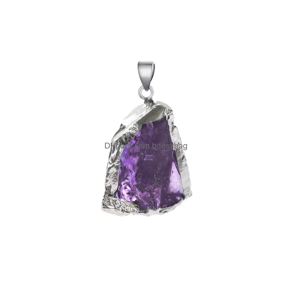 irregular shape colored crystal stone pendants natural gemstone pendant for necklace women jewelry