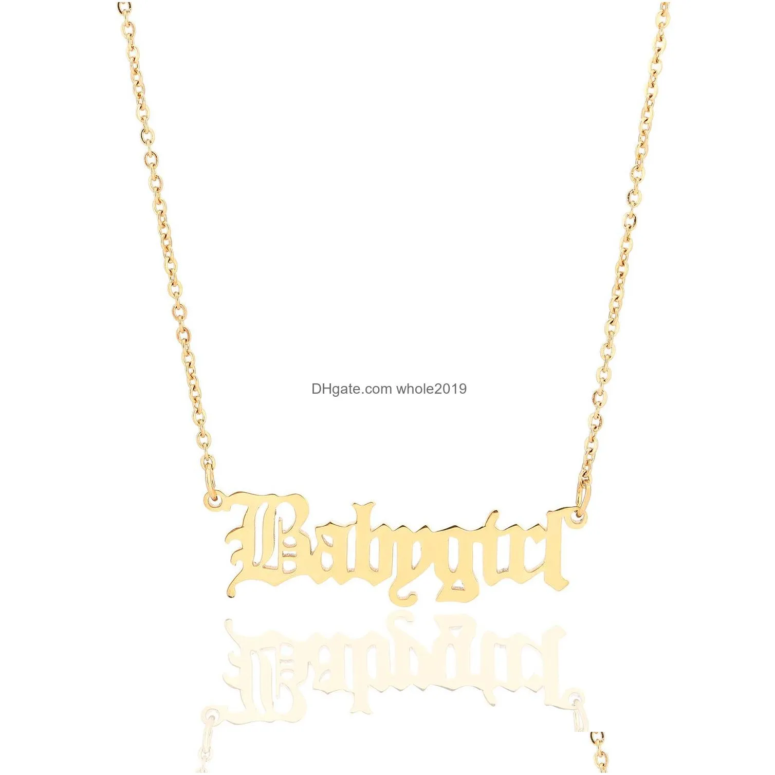 fashion jewelry letters pendant necklace babygirl steel necklace