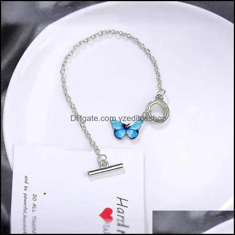 colorful butterfly bracelet link chain with toggle clasp and closure for women men fashion bracelets jewelry making girls gift 3584 q2