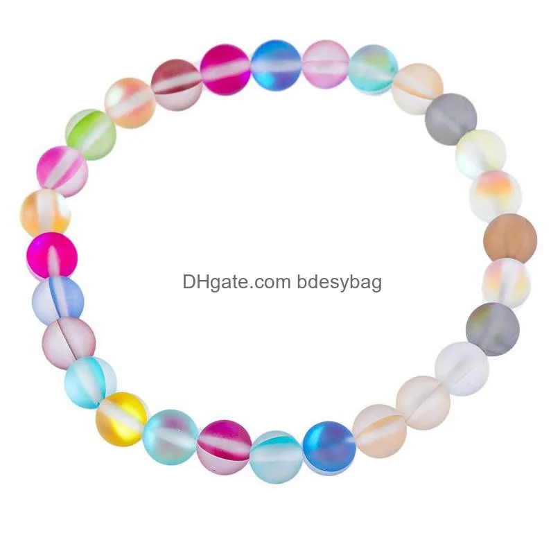 elastic mermaid glass bracelets boho plated colorful glass beads bracelet stone bracelet for women jewelry gifts