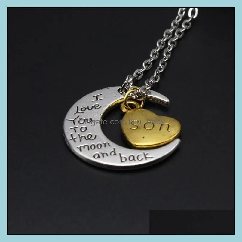 statement necklaces engraving jewelry i love you sun and moon necklaces silver gold chains necklaces