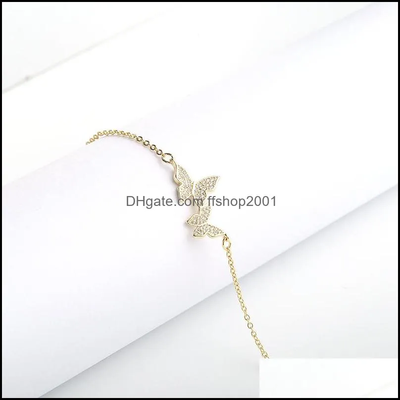 fashion gold silver double butterfly charm cz bracelet for women designer jewelry link chain cubic zirconia wedding bracelets bijoux