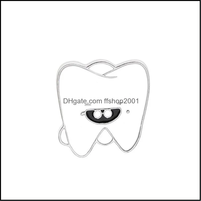 cute cartoon teeth brooches white teeth enamel pin for nurse dentist hospital lapel pin hat/bag pins denim shirt women brooch