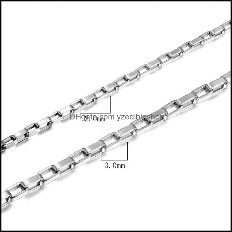 stainless steel chains necklaces single chain box small hipster simple necklace 3505 q2