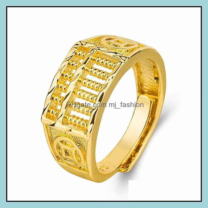 fashion exquisite ladies mens birthday party wedding gifts fortune abacus gold open ring auspicious abacus ring gold plated ring