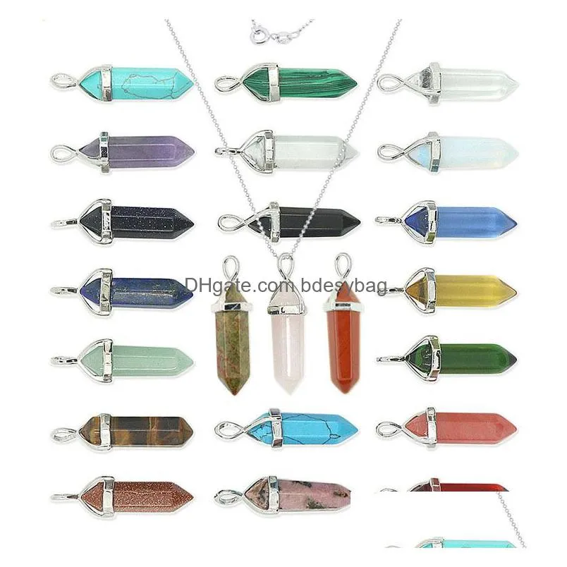 semiprecious bullet shape natural stone pendant real amethyst women chakra gem stones quartz crystal necklaces summer jewelry