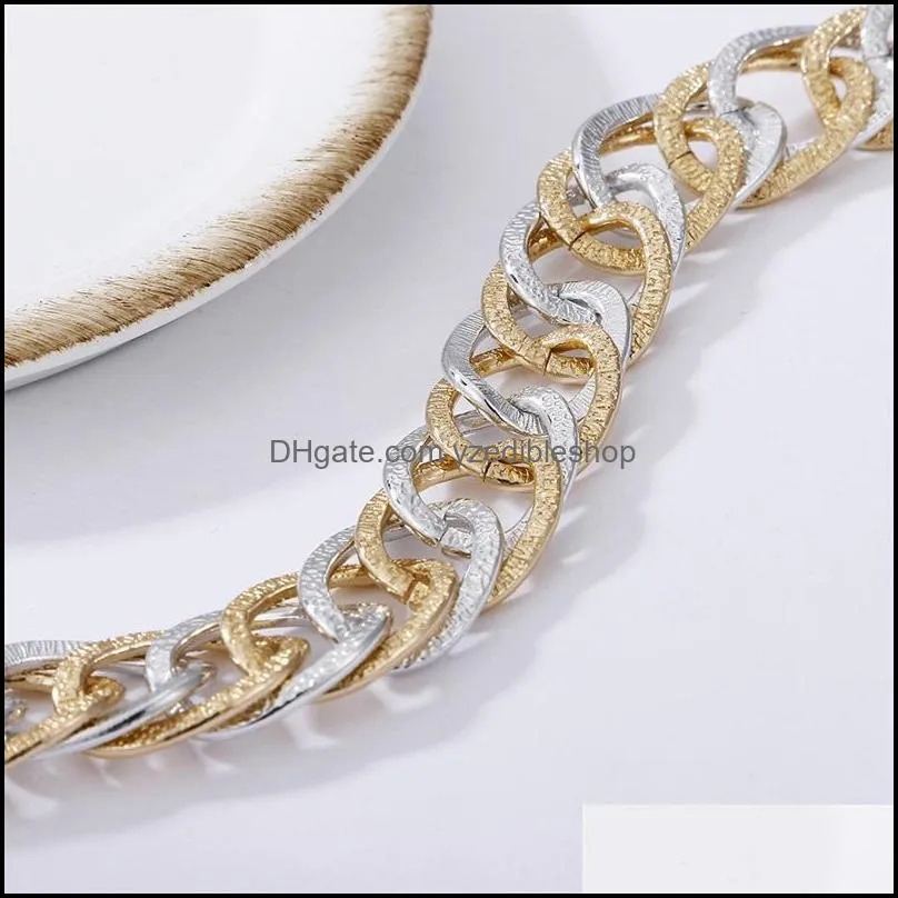 multilayer hollow thick matte gold silver color link chain bracelet for women gifts friends jewelry wholesale c3