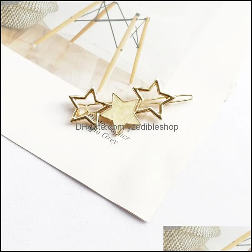  barrettes jewelry drop delivery 2021 korean round star clips for women vintage geometric alloy hairband elegant girls bang hairgrip