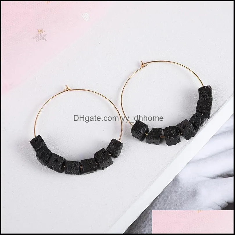 bohemian round circle beads earrings fashion handmade natural stone beads wrapped gold color big circle earing for women party wedding