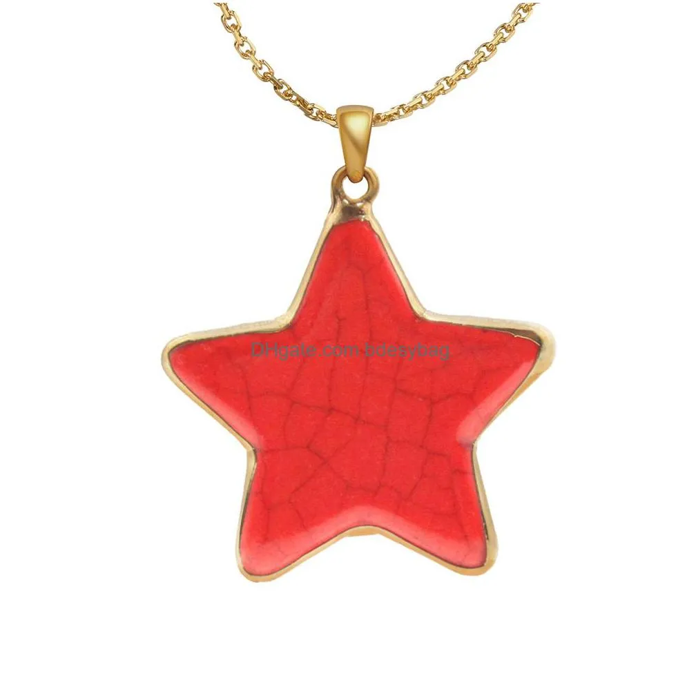 natural stone star pendant figure quartz shape charm pendants with gold plated for necklace women jewelry