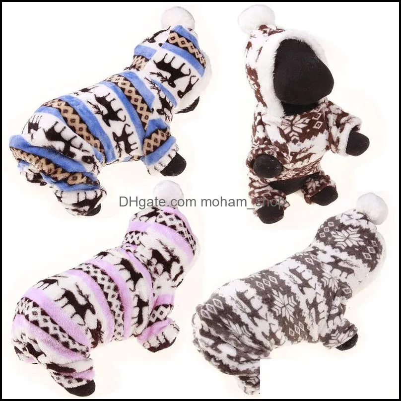 winter pet dog clothes fashion pet puppy warm coral fleece clothes reindeer snowflake jacket apparel small dog coat hoodies s dbc