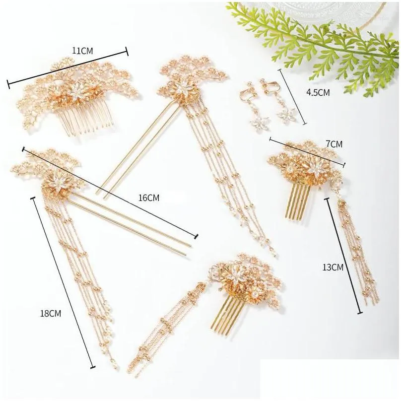 hair clips bridal headdress chinese traditional style antique pearl hairpin haircomb set han clothing accessories bn