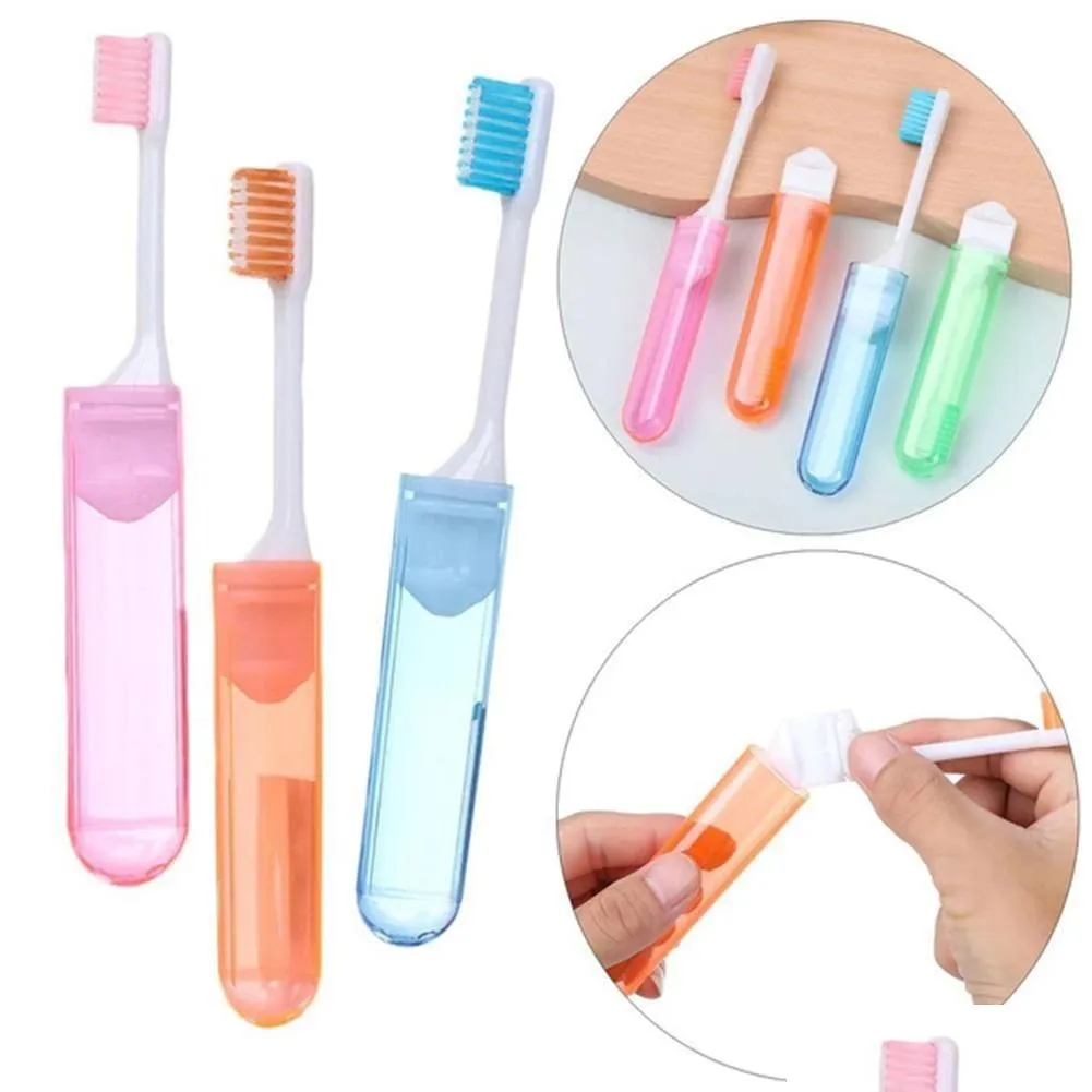 folding colorful super soft bristles travel toothbrush compact storage travel outdoor easy to carry toothbrush