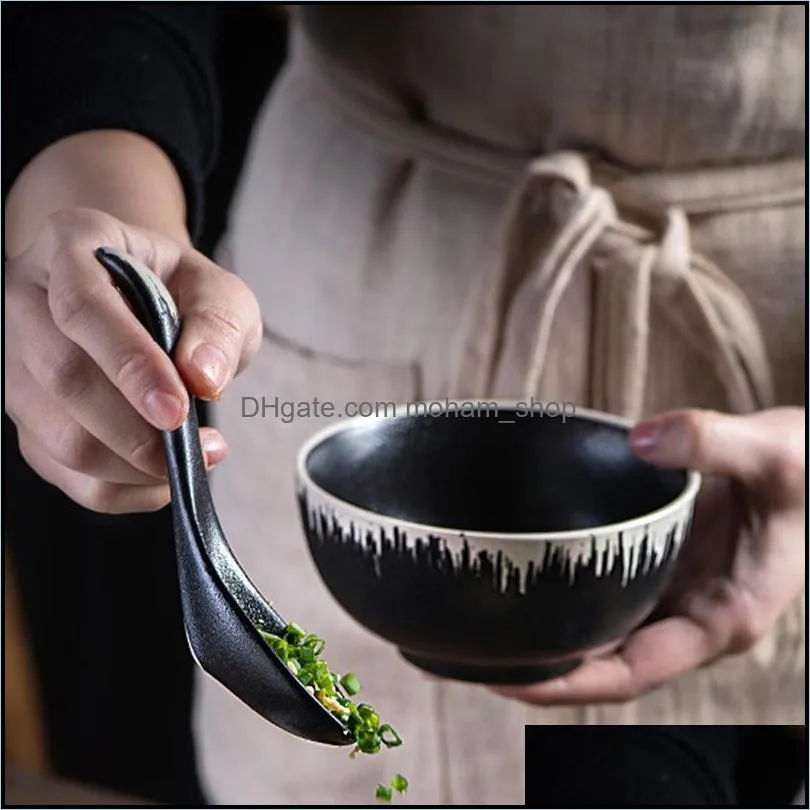 bowls japanesestyle ceramic highfoot noodle bowl 7inch household underglaze color tableware retro dish rice