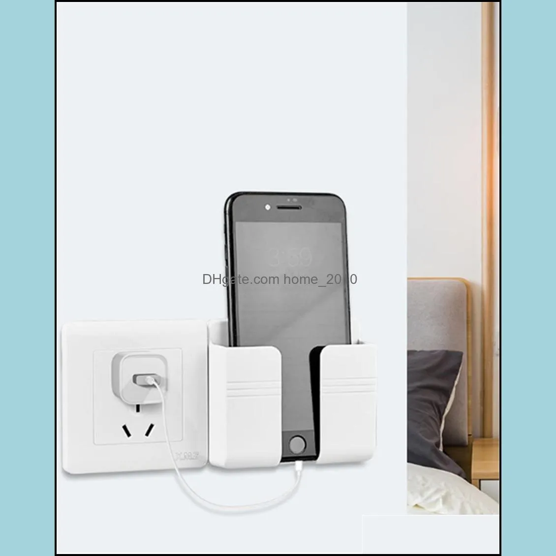 mobile phone charging hanging holder multifunction wall mounted plug bracket remote control mounted storage box