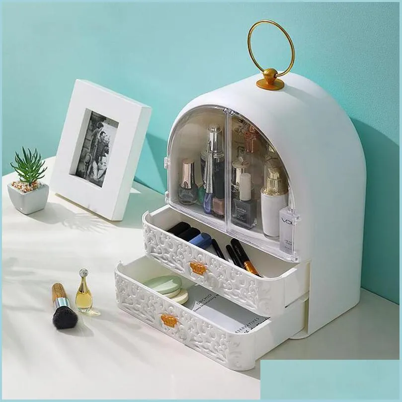 double door dressing table skin care product box jewelry beauty tool rack portable makeup