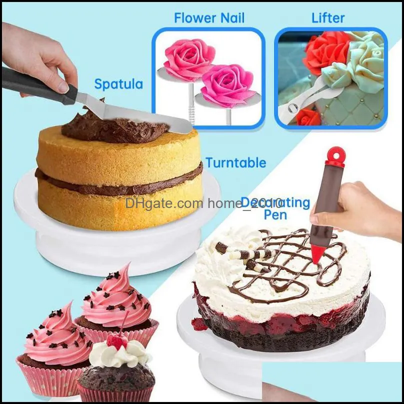 baking pastry tools multifunction cake turntable set decorating kit nozzle fondant molds kitchen dessert supplies