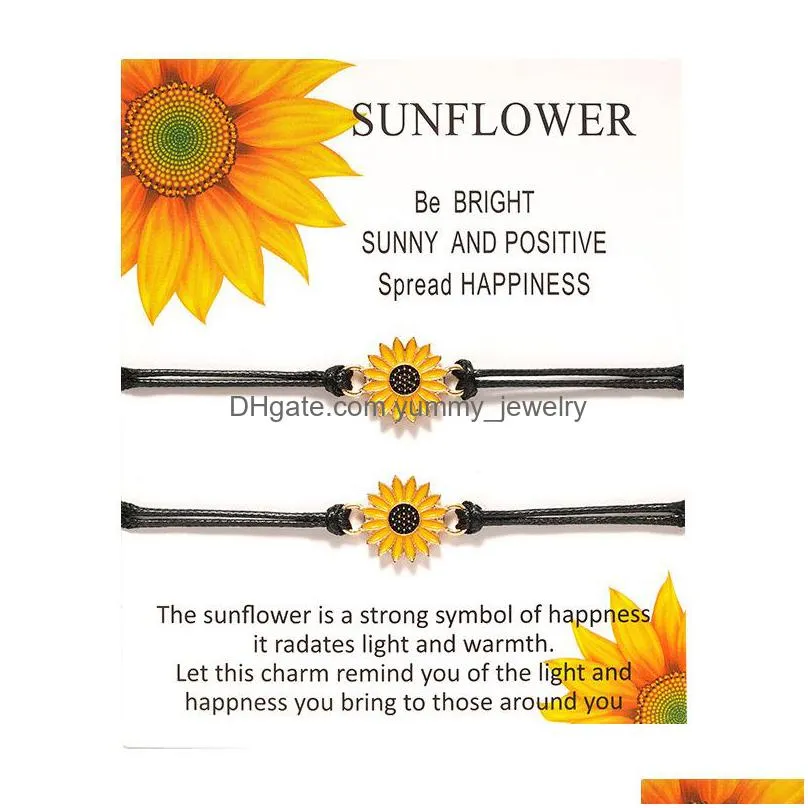 vintage jewelry adjustable sunflower bracelets wish rope bracelet sister love friendship bracelets women gifts