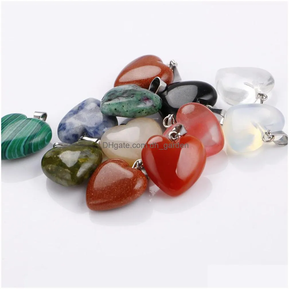 love heart natural crystal rose quartz pendant necklace peach hearts shape chakra healing jewelry for women men
