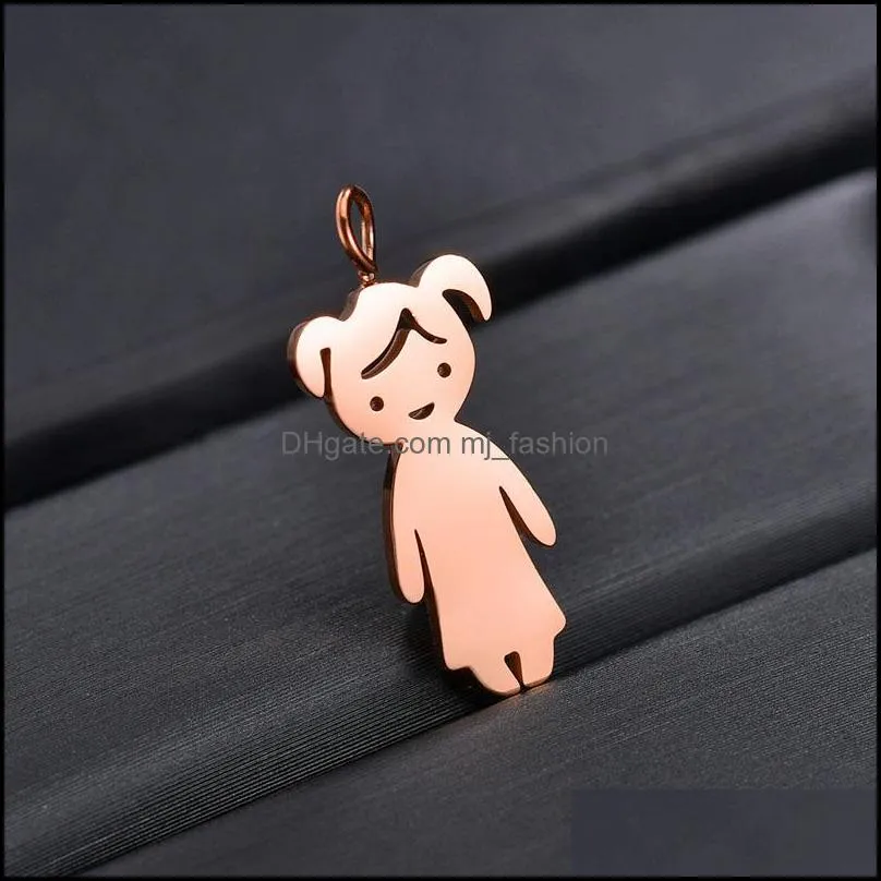 cute cartoon boy girl necklace stainless steel tricolor combination home necklace lettering jewelry