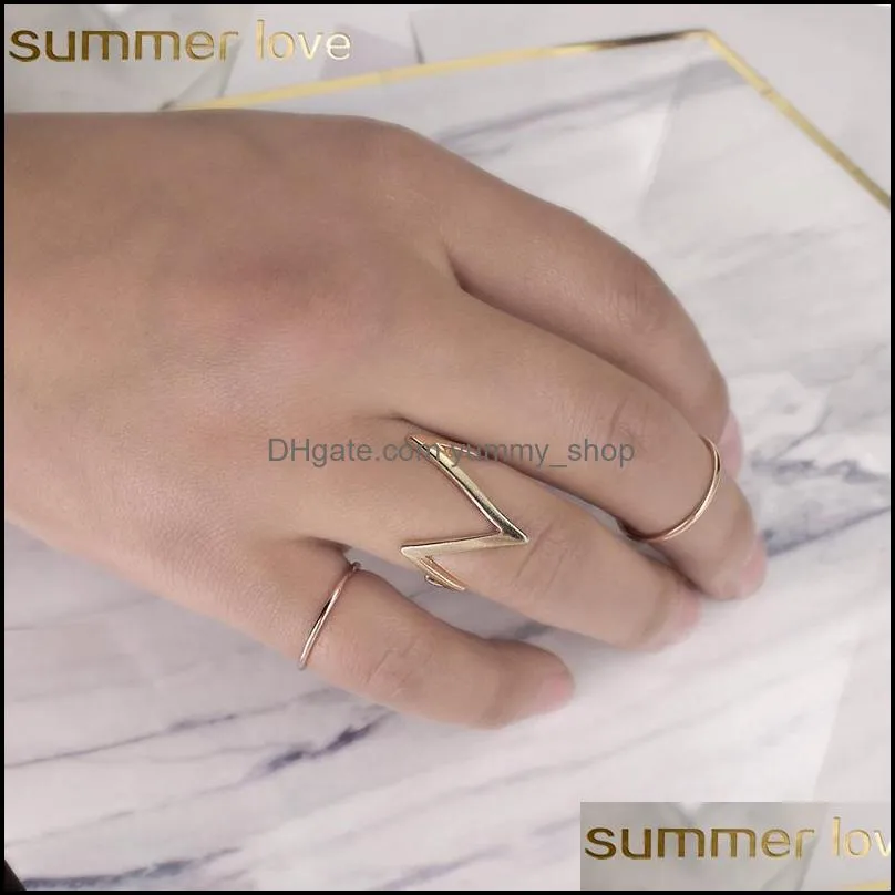  fashion ecg rings personality geometry ring wholesale gold plated joint temperament wedding rings for women