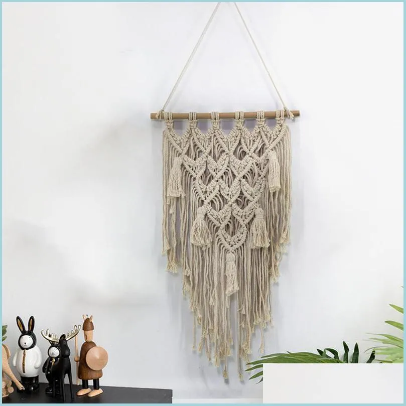 tapestries bohemian handwoven tapestry ins macrame knitted wall hanging nordic boho style cotton tassel home decoration