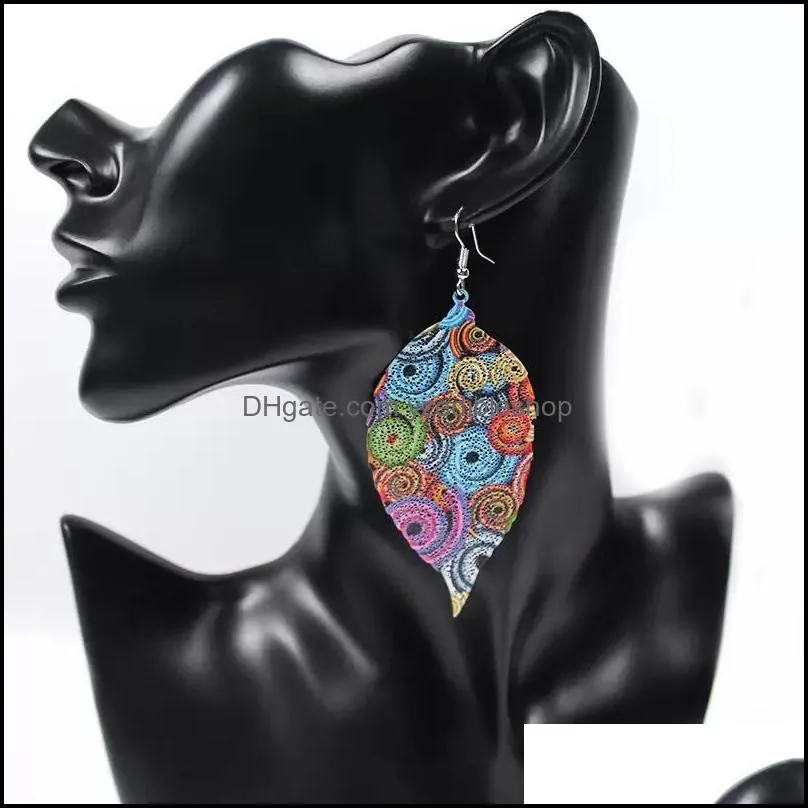 vintage colorful hollow out metal leaf dangle drop earrings for women fashion ear rings jewelry c3