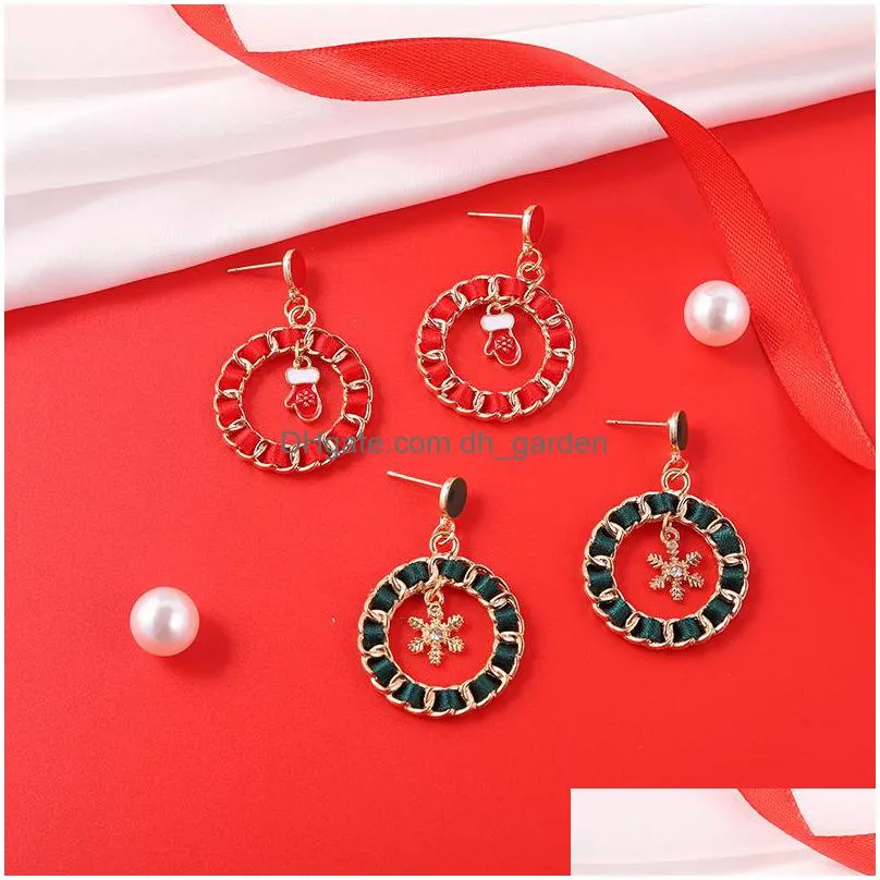 women garland charms santa claus christmas series tree gloves gift snowflake dangled earrings earring hook jewelry