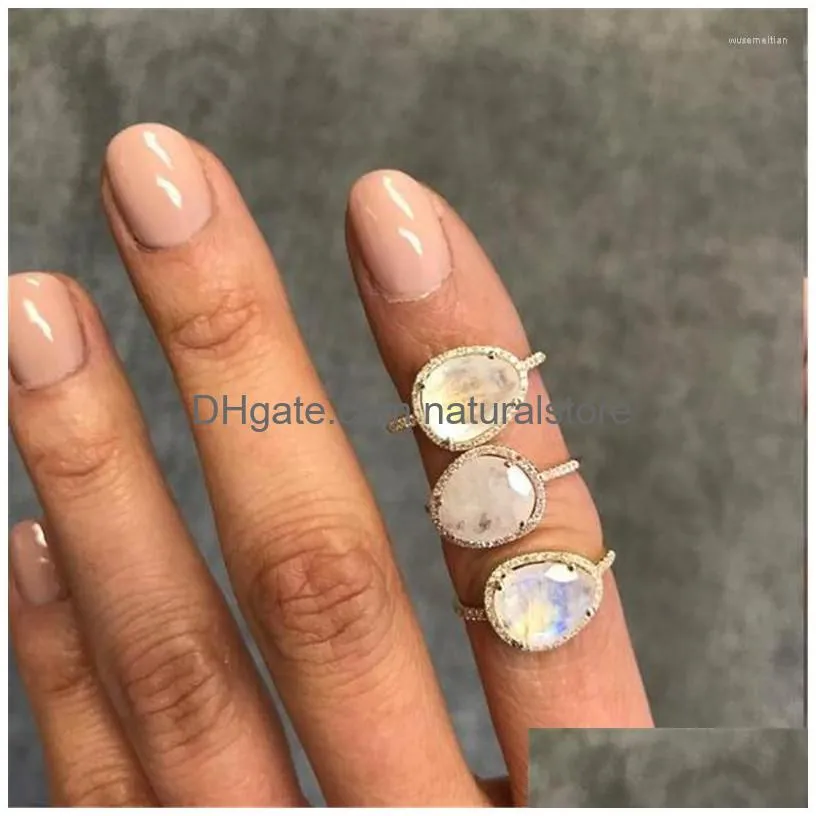 wedding rings tobilo fashion female zircon jewelry rose gold color moonstone engagement for woman drop