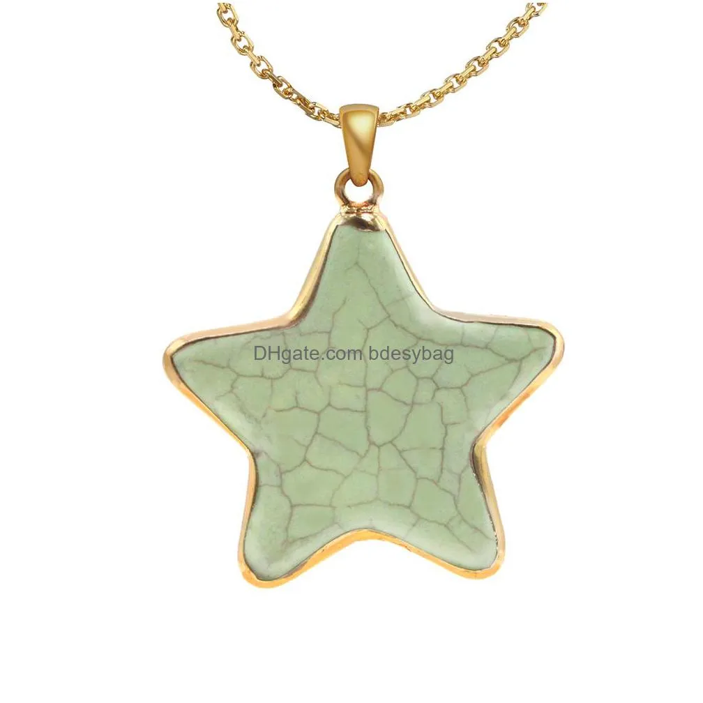 natural stone star pendant figure quartz shape charm pendants with gold plated for necklace women jewelry