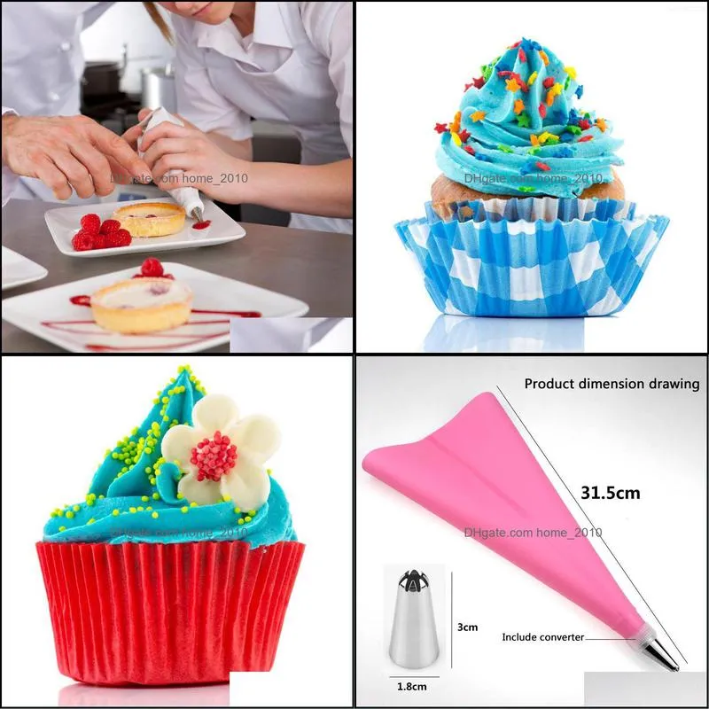 baking pastry tools 8pcs diy bakeware accessory silk flower tool decorating mouth piping bag stainless steel cake