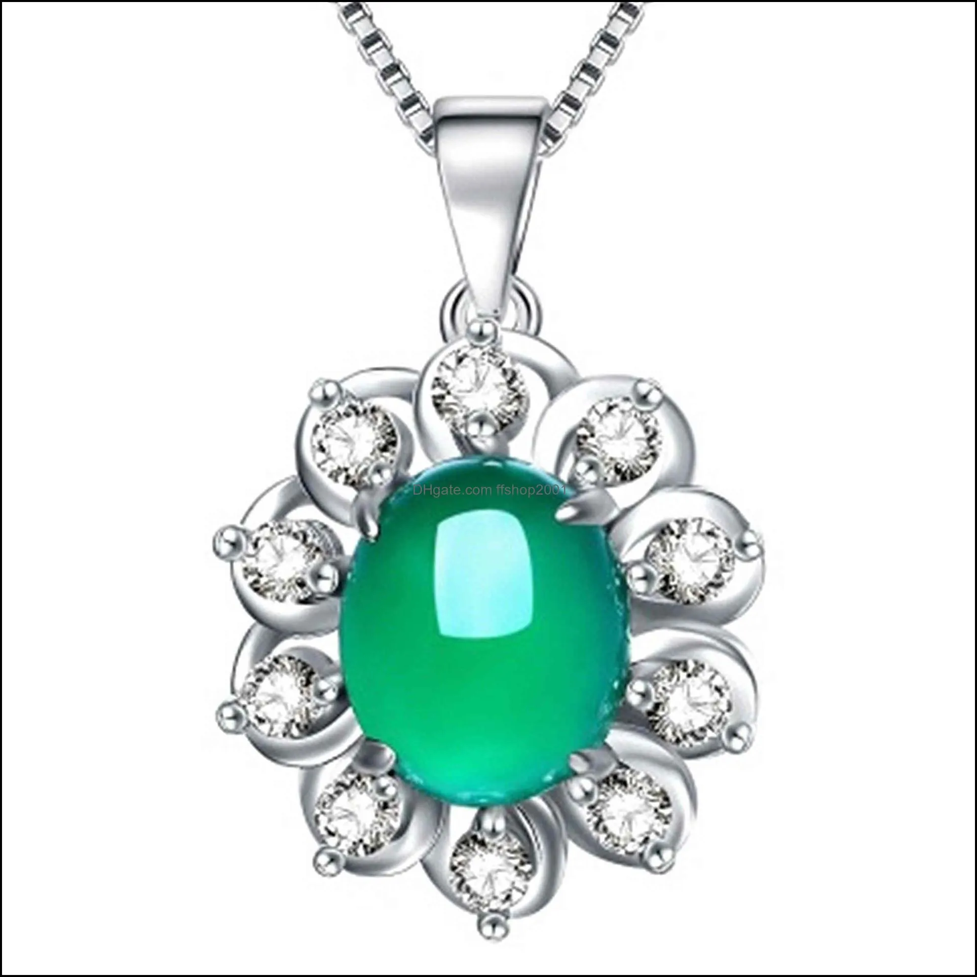 emerald necklace for woman luxury jewelry girls sexy clavicle chain necklace 925 stamp silver necklaces