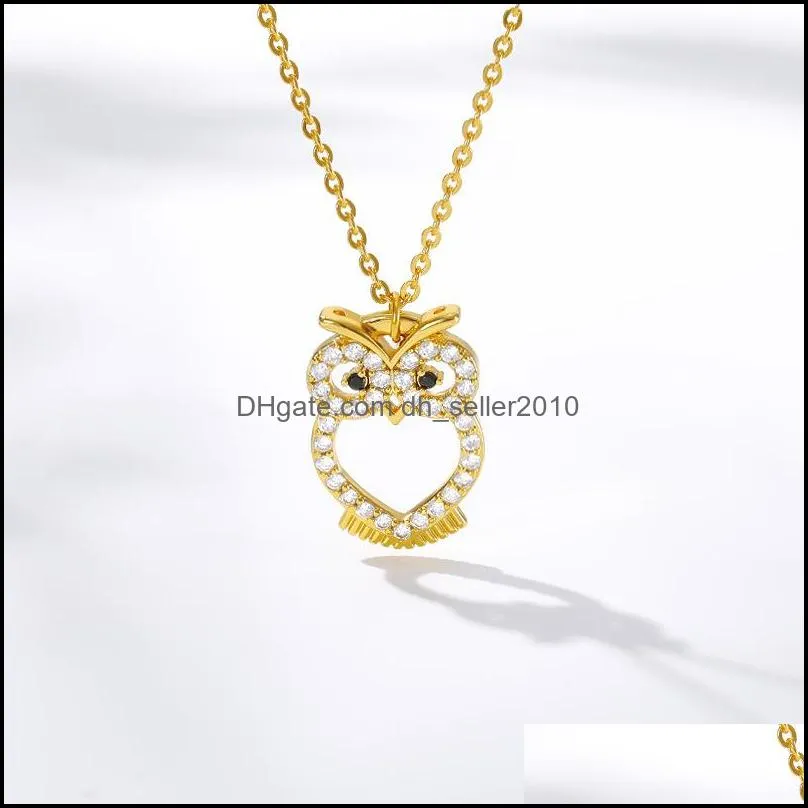 owl necklace stainless steel chain jewelry zircon necklaces